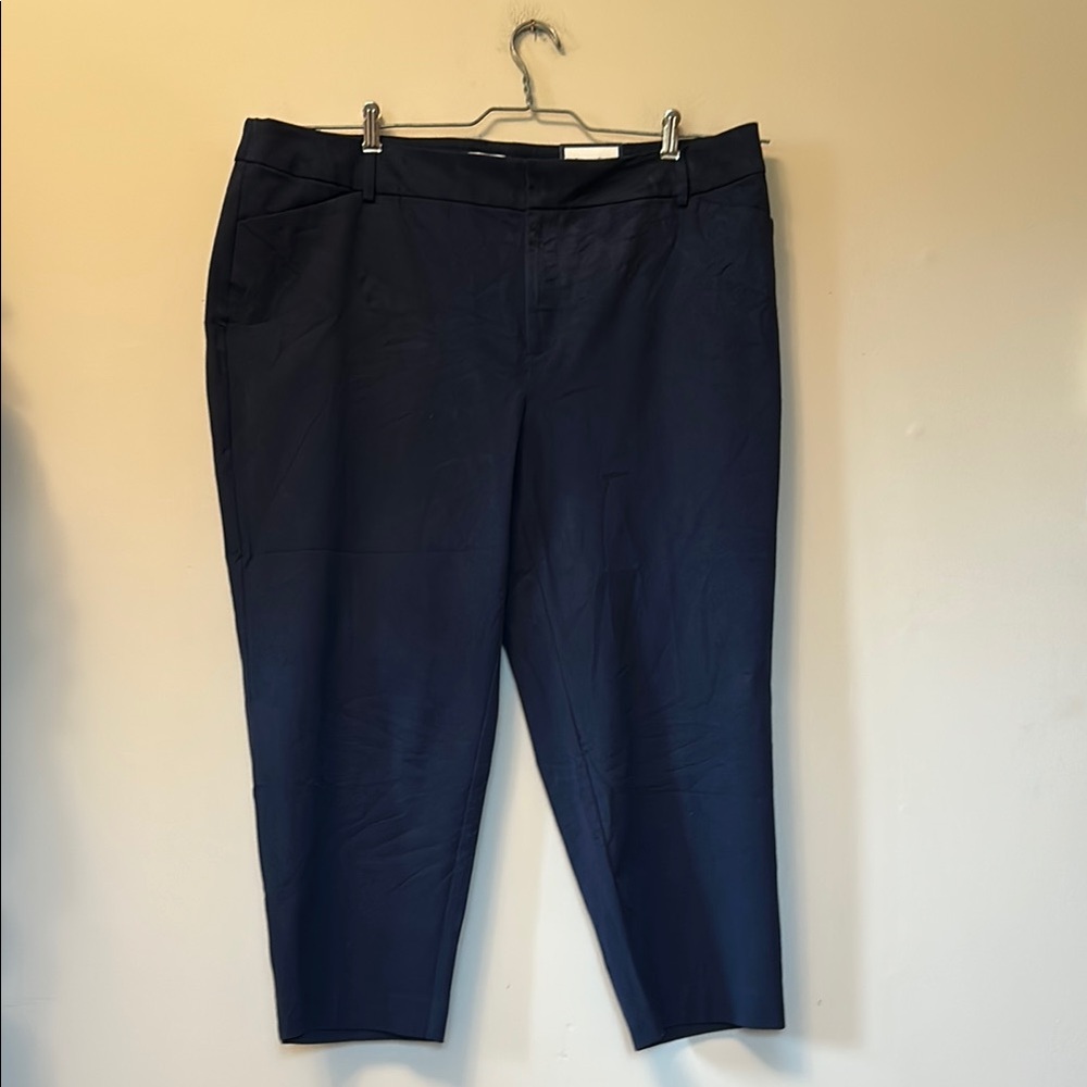 Charter Club dark blue slim leg crop pants tummy slimming size 20W new w/ tags